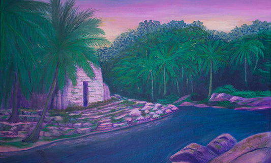 Sunset Ruins Acrylic Painting Process