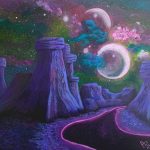 Purple Planet acrylic on canvas by Amy Denise