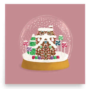 Gingerbread House Snow Globe Digital Illustration by Amy Denise - 10x10 poster print