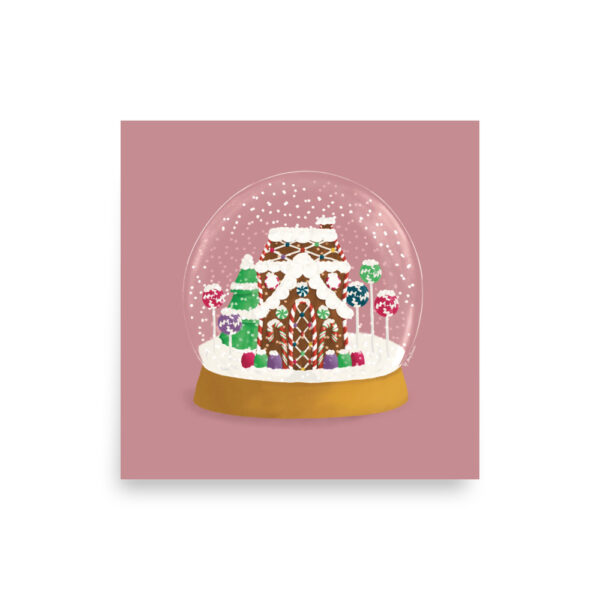 Gingerbread House Snow Globe Digital Illustration by Amy Denise - 12x12 poster print