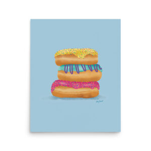 16x20 matte paper poster print of Donut Stack by Amy Denise