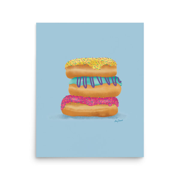 16x20 matte paper poster print of Donut Stack by Amy Denise