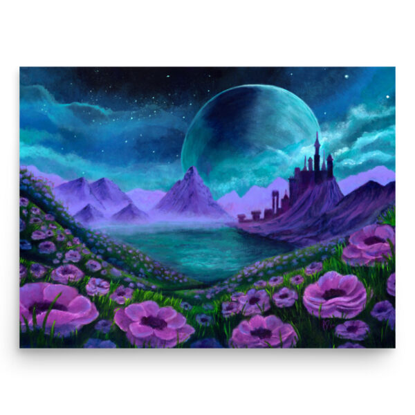 Blooms by Moonlight 12" x 16" print of acrylic painting by Amy Denise